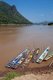 Thailand: Boats moored on the Mekong River at Kaeng Khut Khu, Loei Province